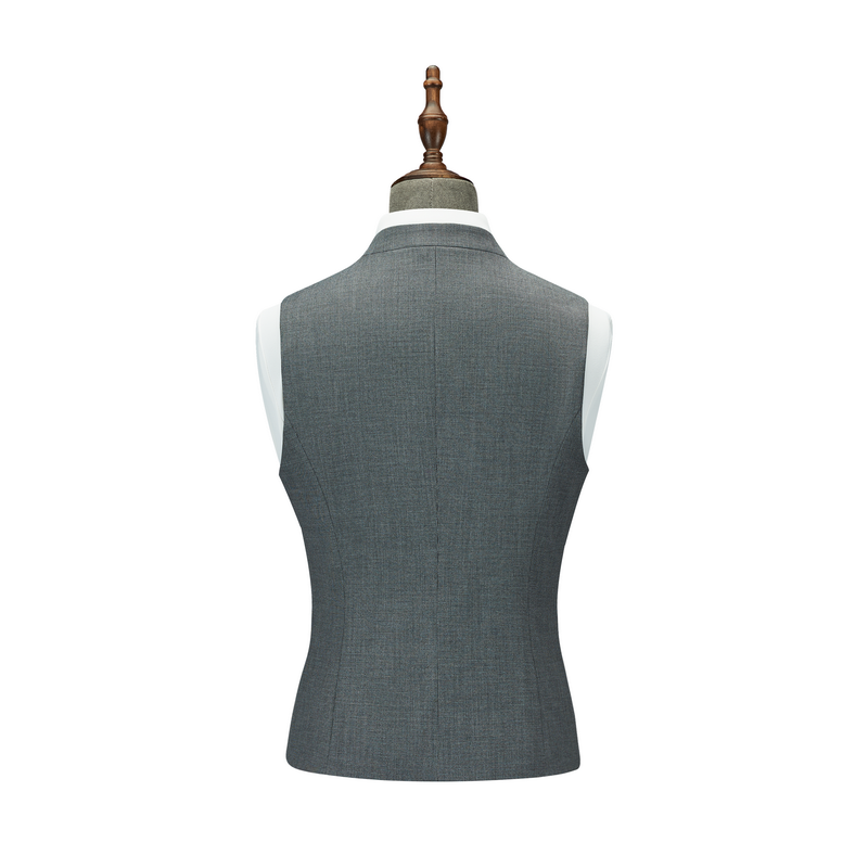 HT051-049-7 Women's grey houndstooth stretch modal nylon three‑button front‑placket vest