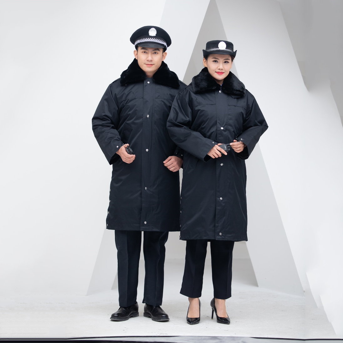 HT045-498藏青特勤加长大衣保安服