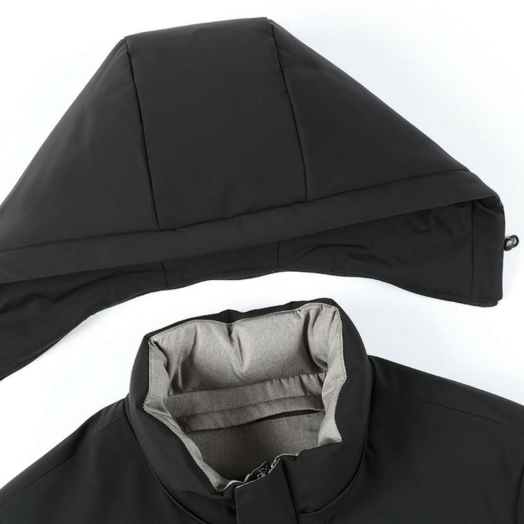 HT010-002 Unisex black/navy graphene self‑heating seam‑sealed waterproof anti‑static with detachable inner liner 90% white goose down jacket