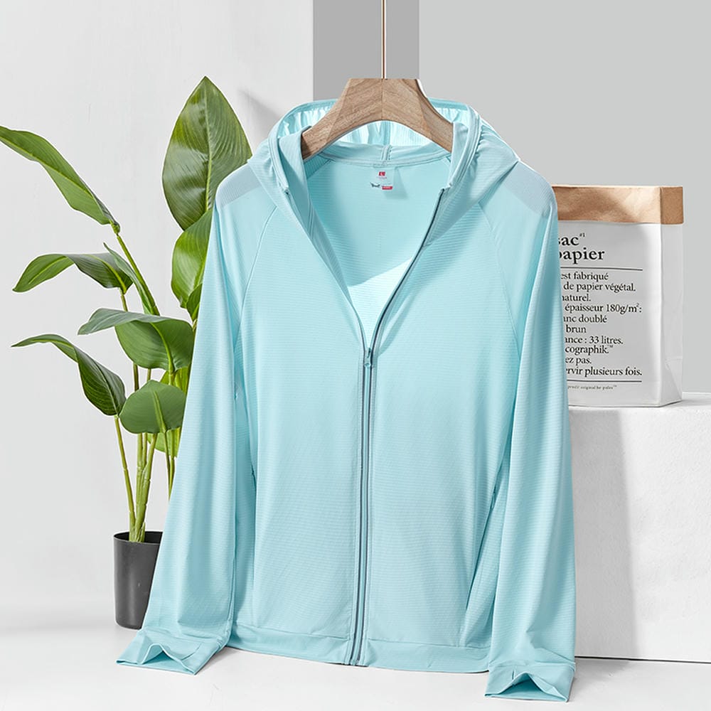 HT012-094 Summer plain knitted fabric ice‑silk men's sun‑protective jacket