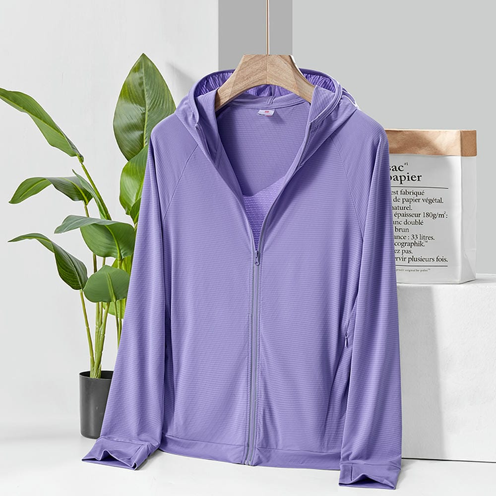 HT012-094 Summer plain knitted fabric ice‑silk men's sun‑protective jacket