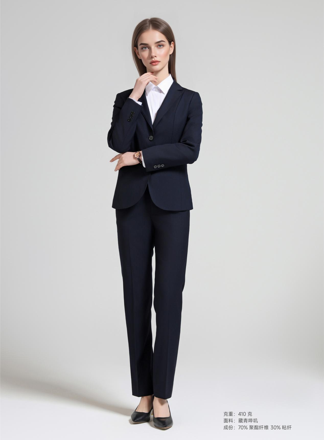 HT055-016藏青加厚哔叽女士西装